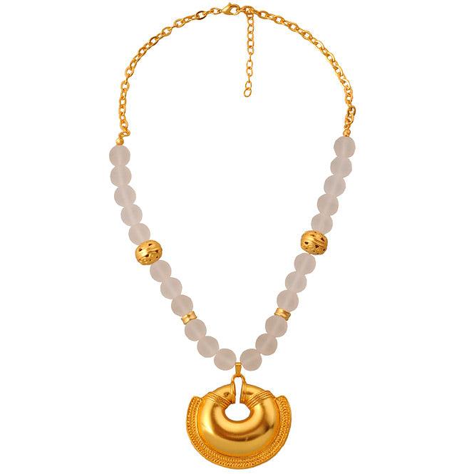 Collar Cristal Checo Crystal 10mm, Dije Extragrande Nariguera de una Trenza Quimbaya