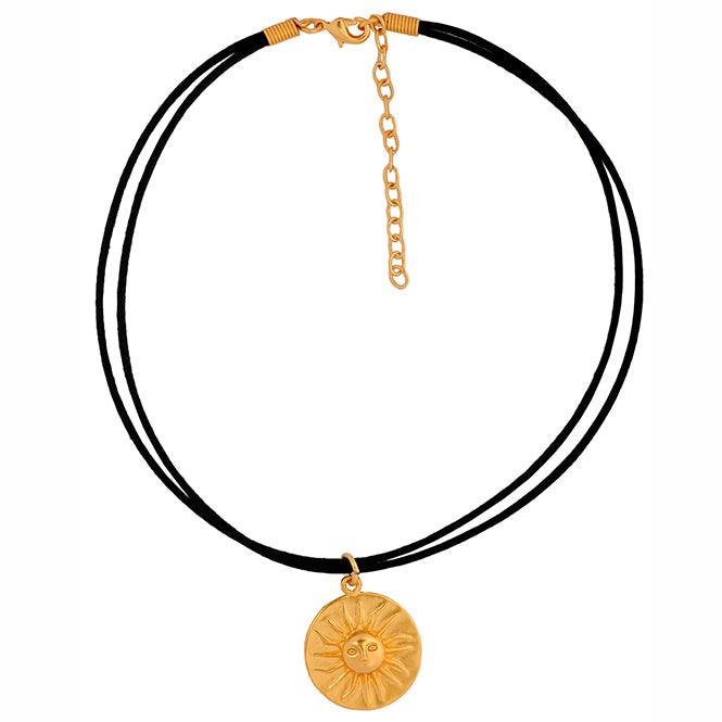 Collar Choker Negro y Dije Mediano Sol Muisca