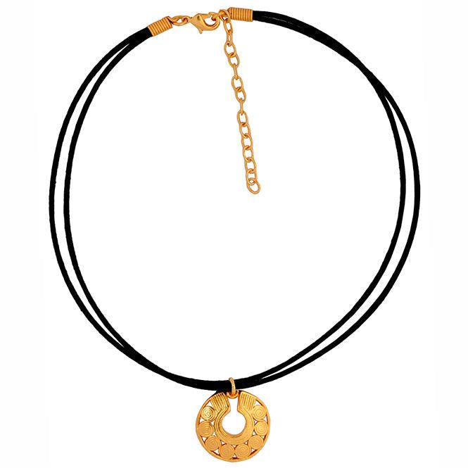Collar Choker Negro y Dije Pequeño Nariguera de Círculos Quimbaya