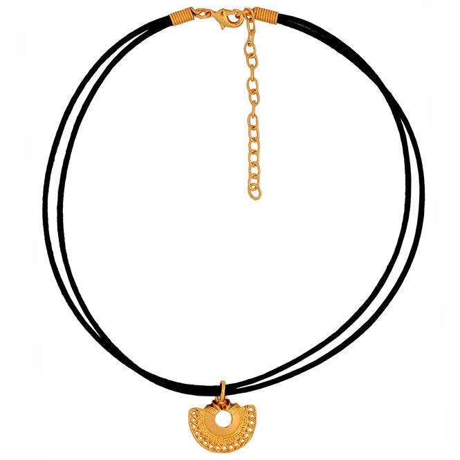 Collar Choker Negro y Dije Pequeño Nariguera Semilunar Tairona