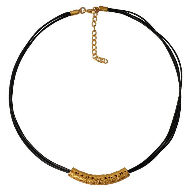 Collar Cuero 4 Vueltas y Accesorio Precolombino