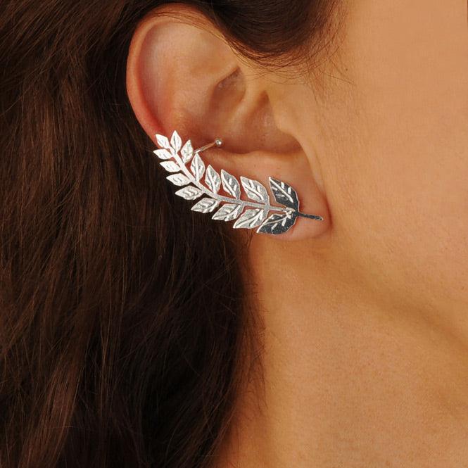 Ear Cuff Y Arete Rama De Laurel Renacer