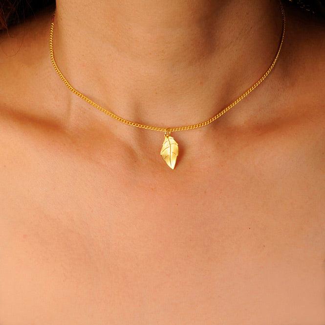 Cadena Choker Y Dije Hoja Edén