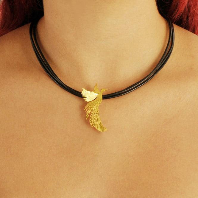 Collar Cuero Ave Fénix Resiliencia