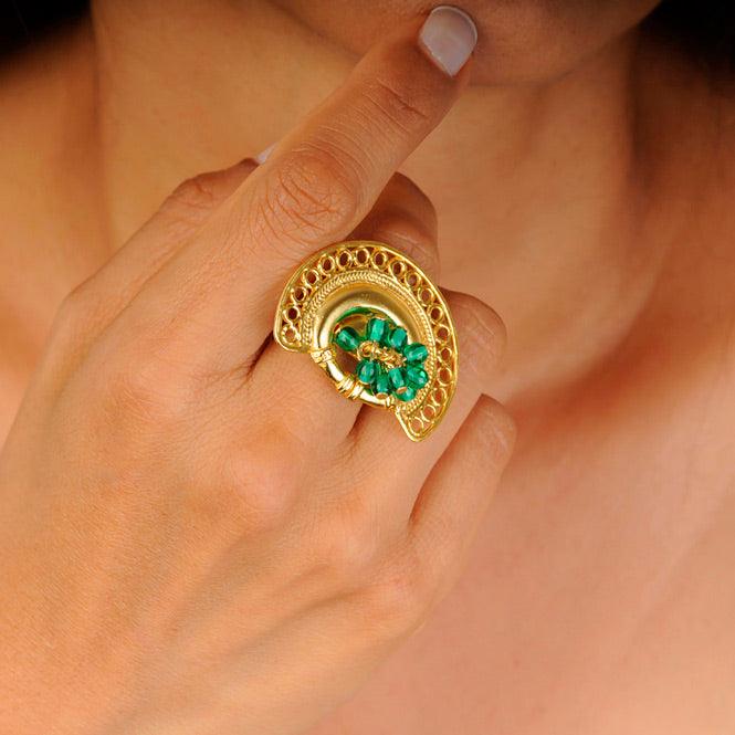 Anillo nariguera filigrana verde