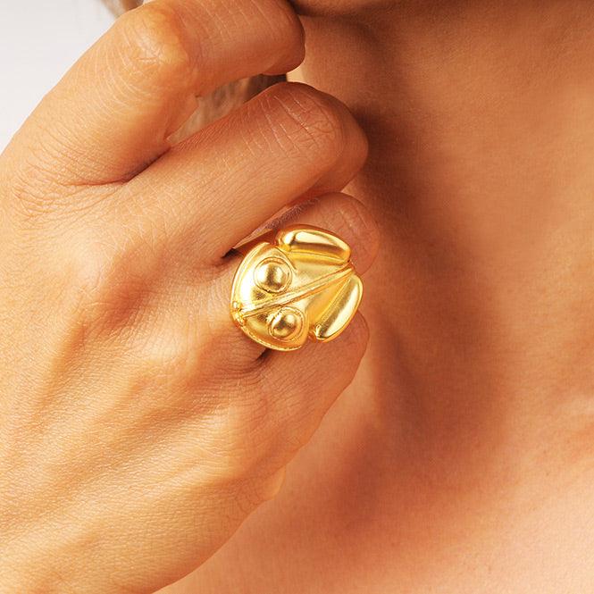 Anillo Rana Lisa una Trenza Tairona