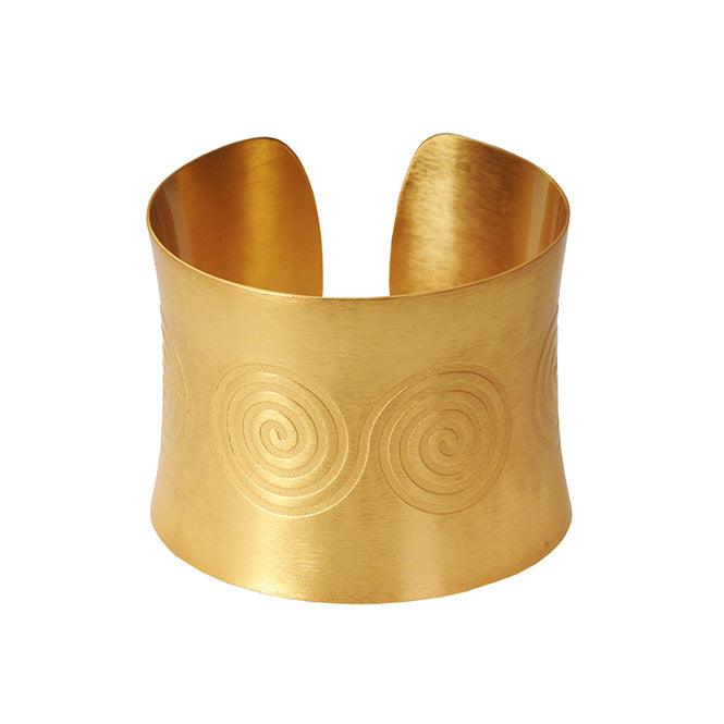Brazalete de Aro Pictograma Espiral Doble. Convexo