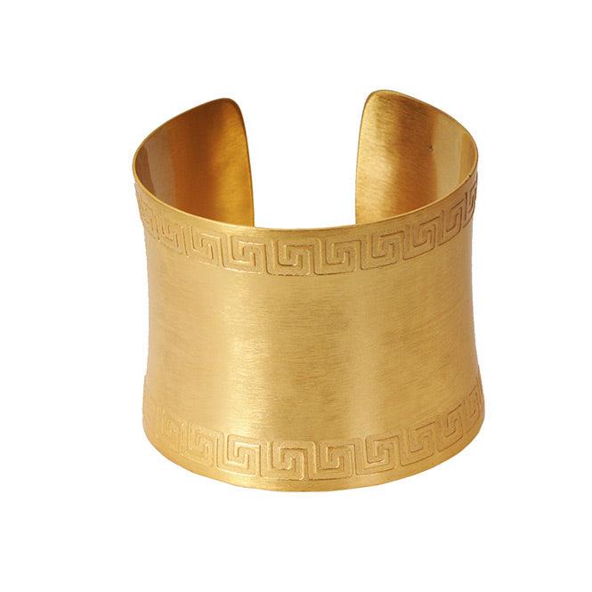 Brazalete de Aro Liso con Borde Decoración Precolombina. Convexo