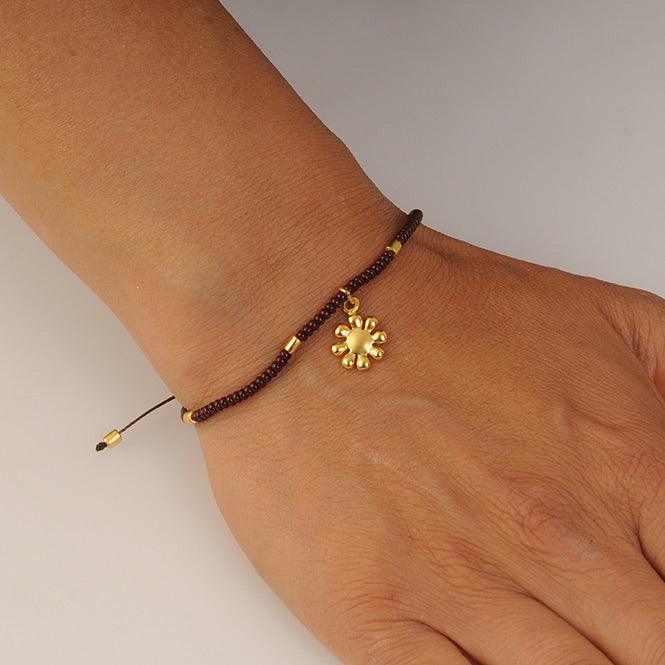 Pulsera Cristal Checo Mini Café y Dije Mini Pectoral Nariño