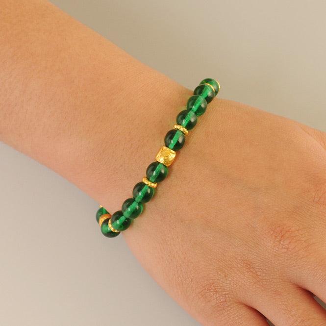 Pulsera Cristal Checo Verde 8mm
