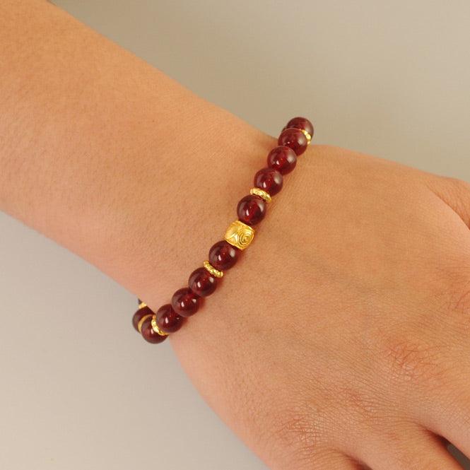 Pulsera Cristal Checo Rojo 8mm