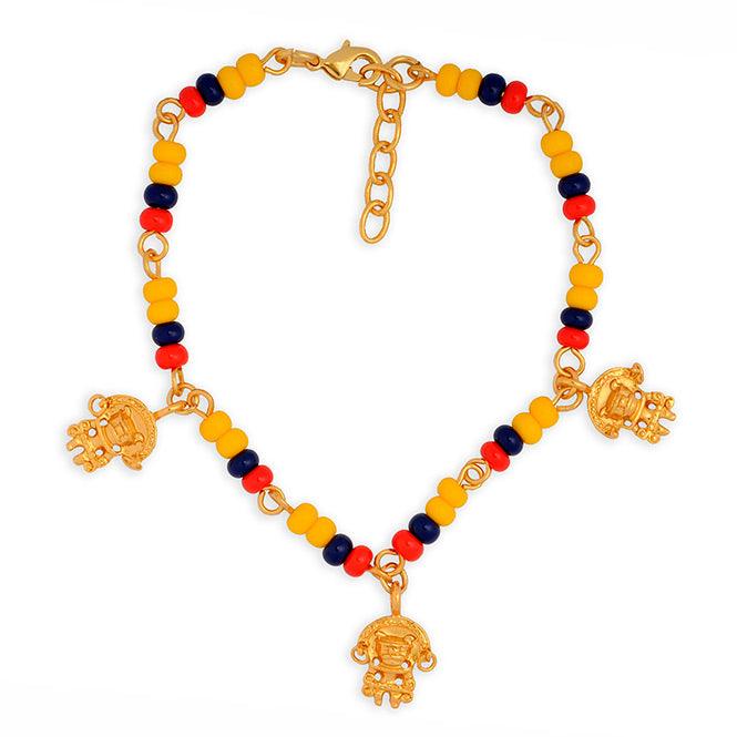 Pulsera Colombia en Chaquira Checa y 3 Dijes Pequeño Zoomorfo con Aretes Tairona