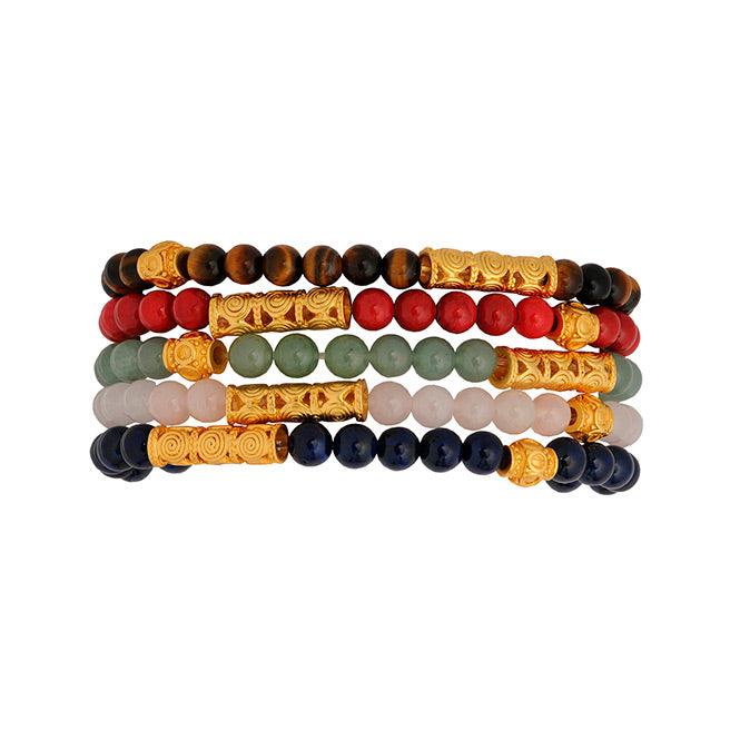 Semanario x 5 Pulseras Semipreciosas 6mm