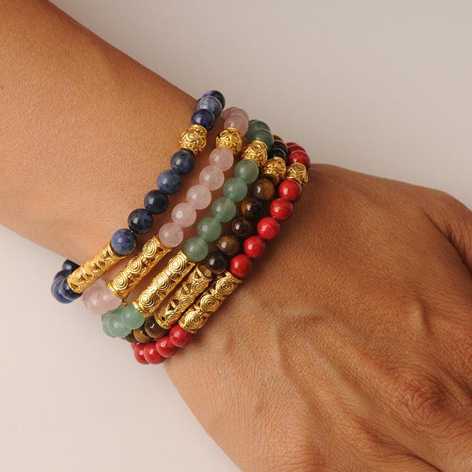 Semanario x 5 Pulseras Semipreciosas 6mm