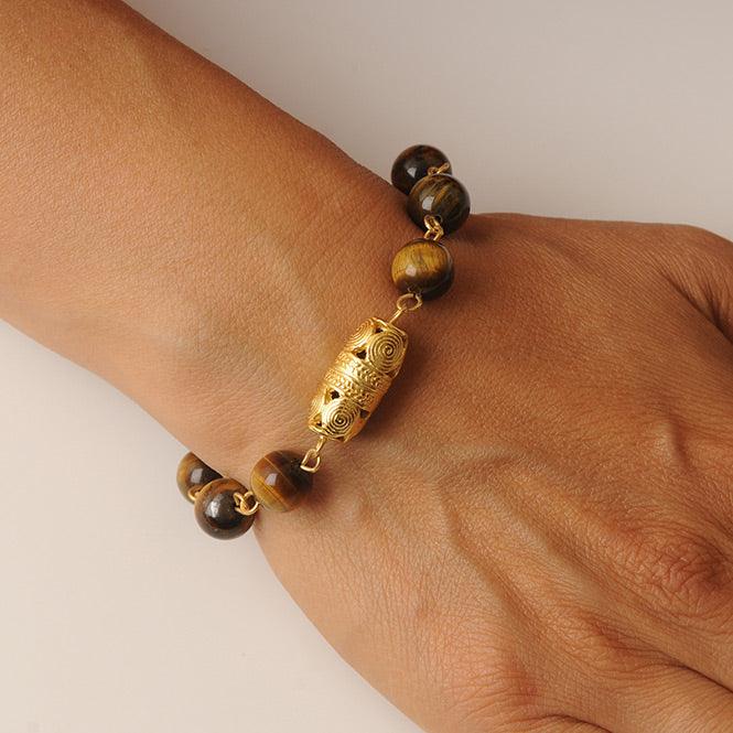 Pulsera Piedra Semipreciosa Ojo de Tigre 10mm