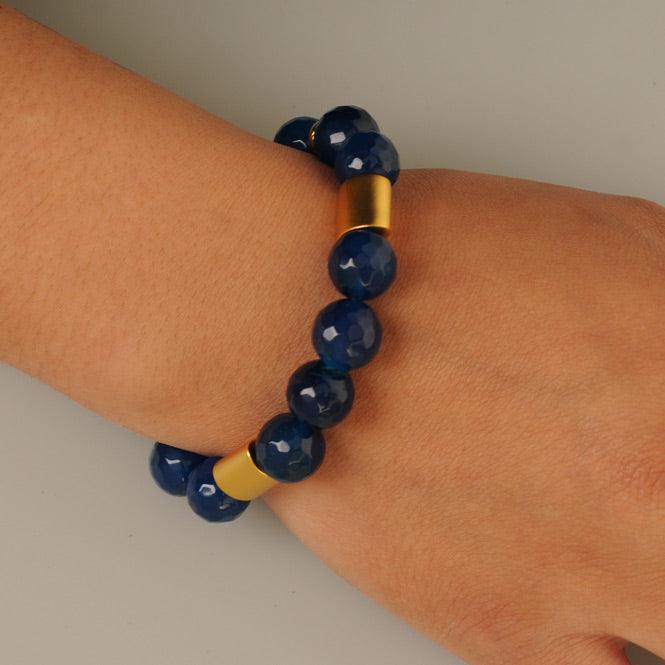 Pulsera Pidera Semipreciosa Ágata Azul 12mm